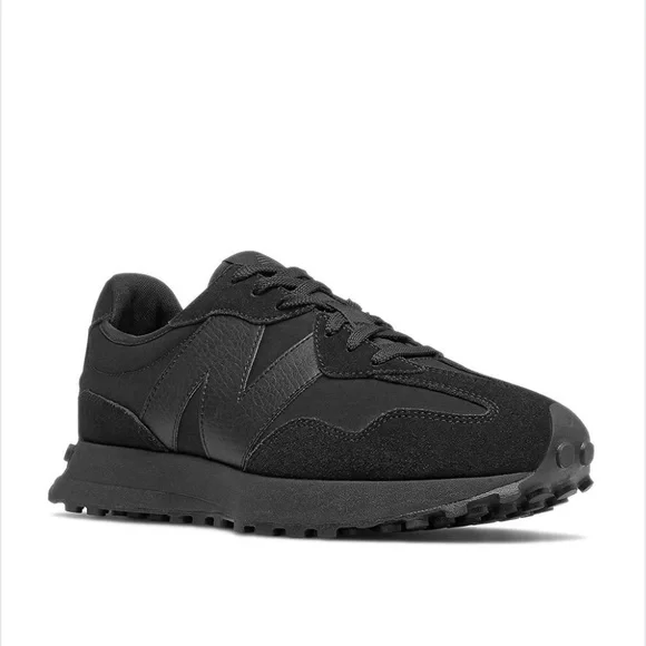 NEW BALANCE 327 ‘BLACK’ - MEN’S 9 TRIPLE BLACK SUEDE LEATHER SNEAKERS